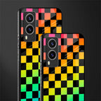 rainbow check pattern glass case for vivo v21e 5g image-2