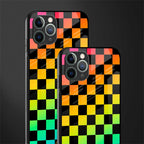 rainbow check pattern glass case for iphone 11 pro max image-2