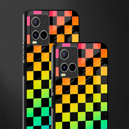 rainbow check pattern glass case for vivo y33s vivo y33t image-2