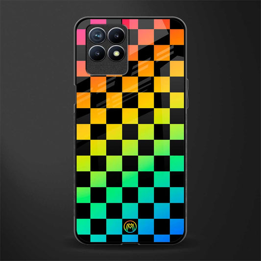 rainbow check pattern glass case for realme 8i image
