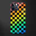 rainbow check pattern glass case for iphone 12 pro image