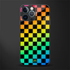 rainbow check pattern glass case for iphone 12 pro image