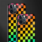rainbow check pattern glass case for iphone 12 pro max image-2