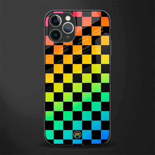 rainbow check pattern glass case for iphone 11 pro image