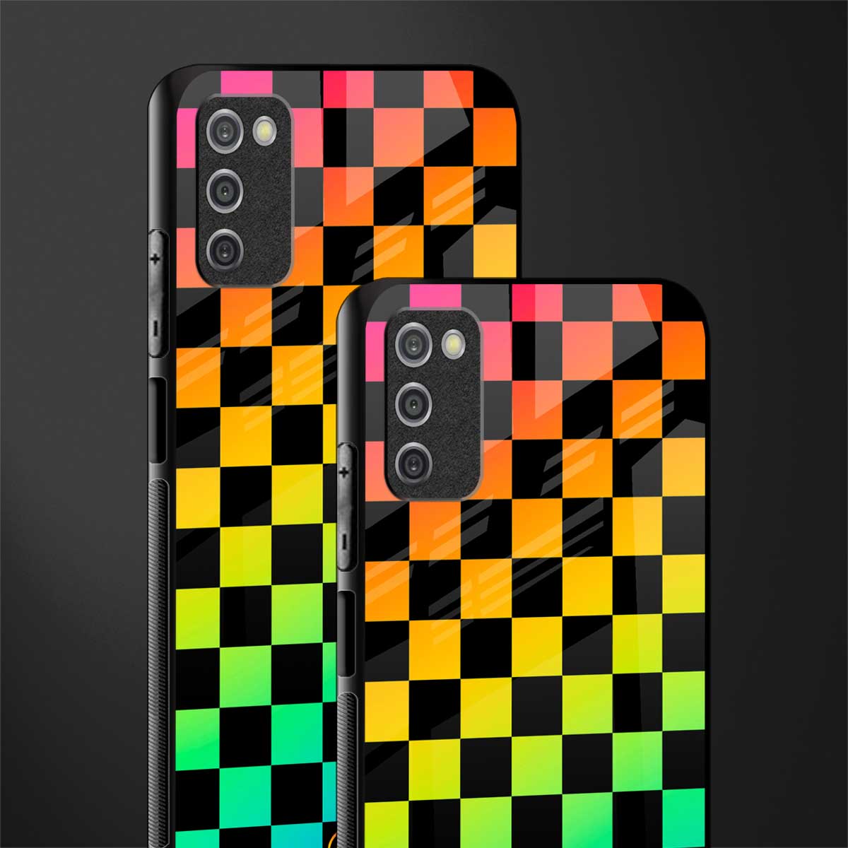rainbow check pattern glass case for samsung galaxy a03s image-2