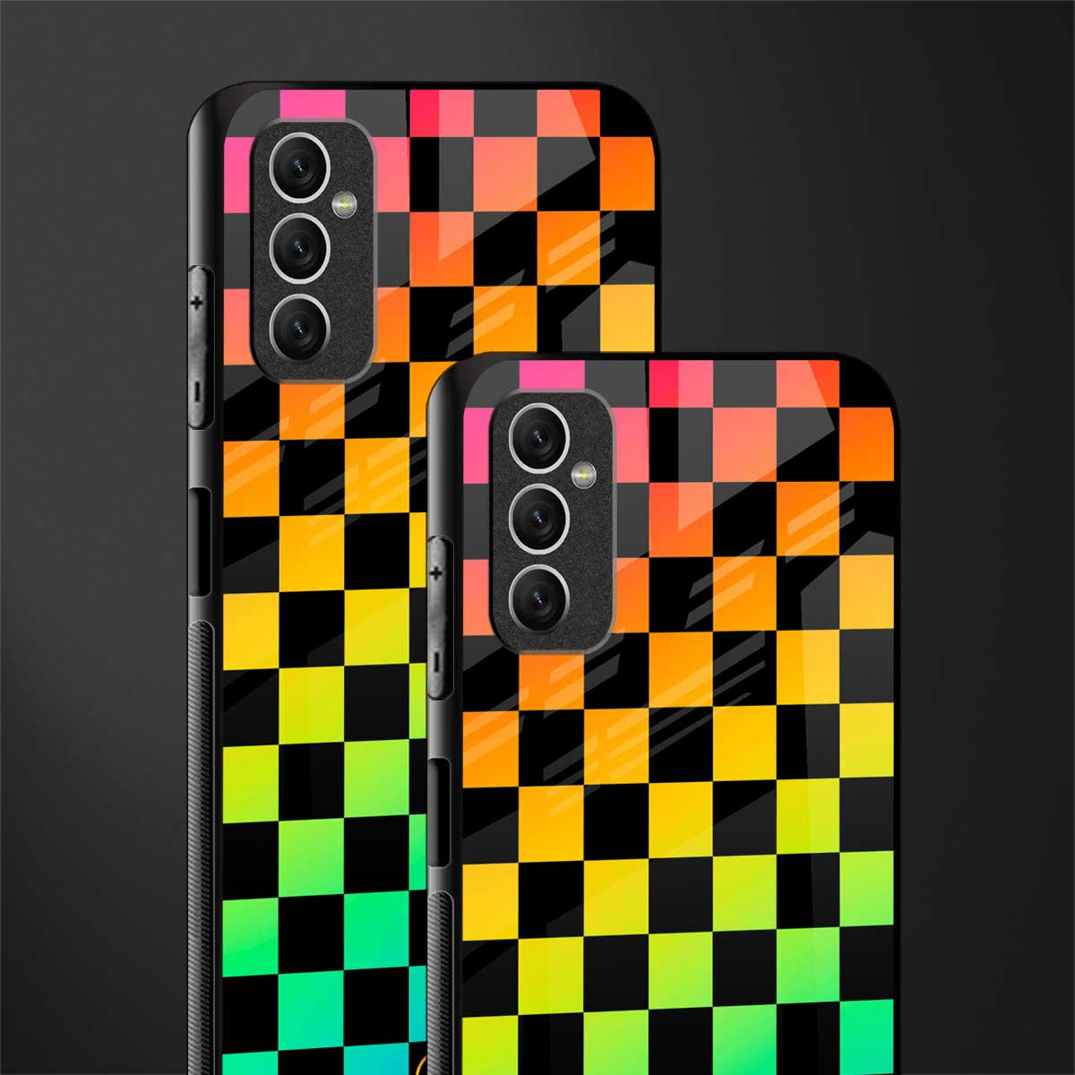 rainbow check pattern glass case for samsung galaxy m52 5g image-2