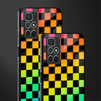 rainbow check pattern glass case for redmi 10 prime image-2