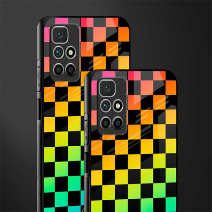 rainbow check pattern glass case for redmi 10 prime image-2
