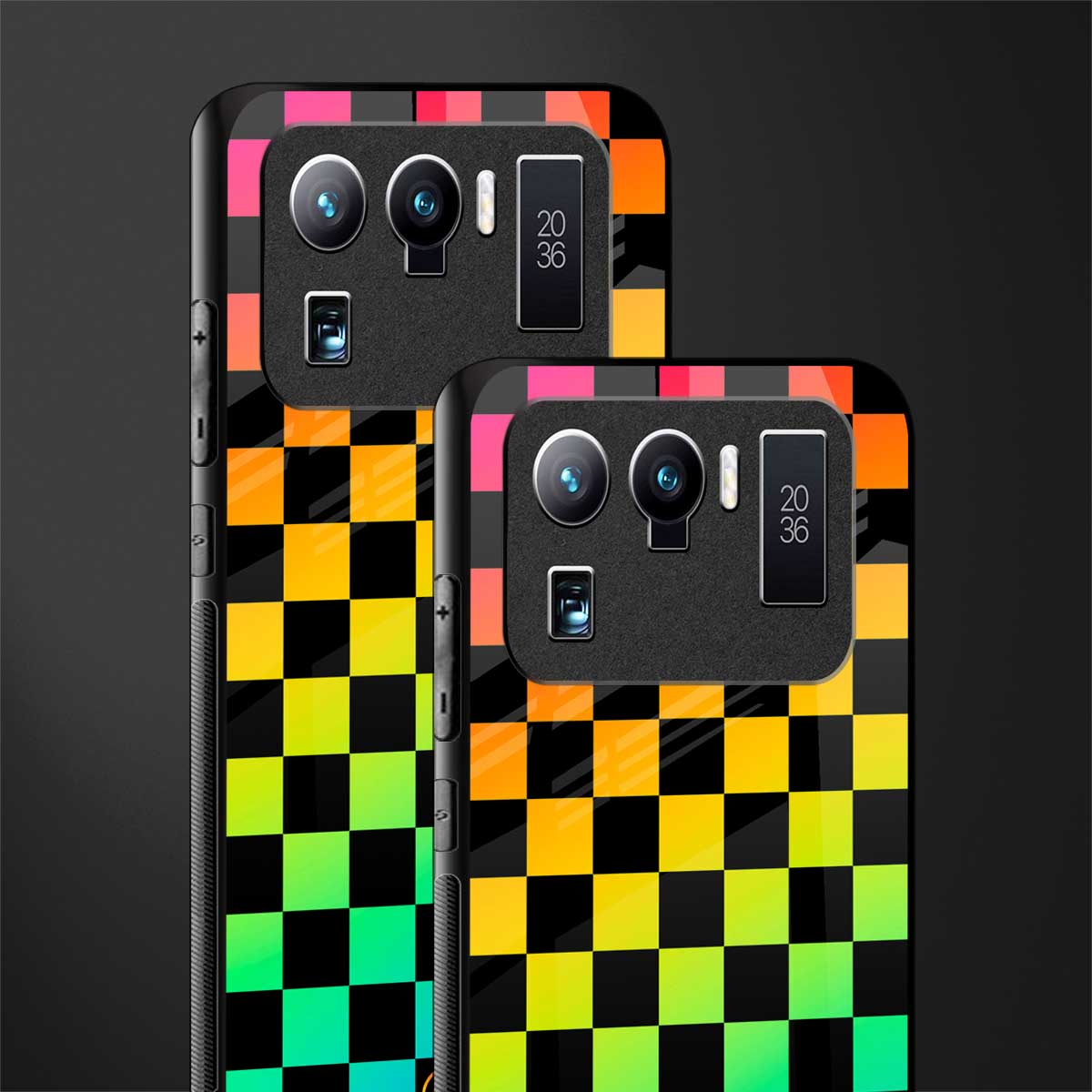 rainbow check pattern glass case for mi 11 ultra 5g image-2