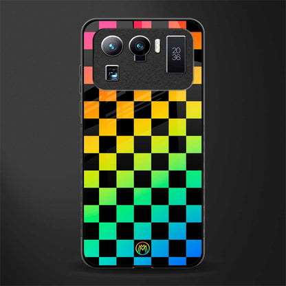 rainbow check pattern glass case for mi 11 ultra 5g image