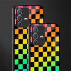 rainbow check pattern glass case for vivo v23 pro 5g image-2