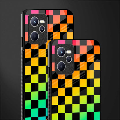 rainbow check pattern glass case for realme c35 image-2