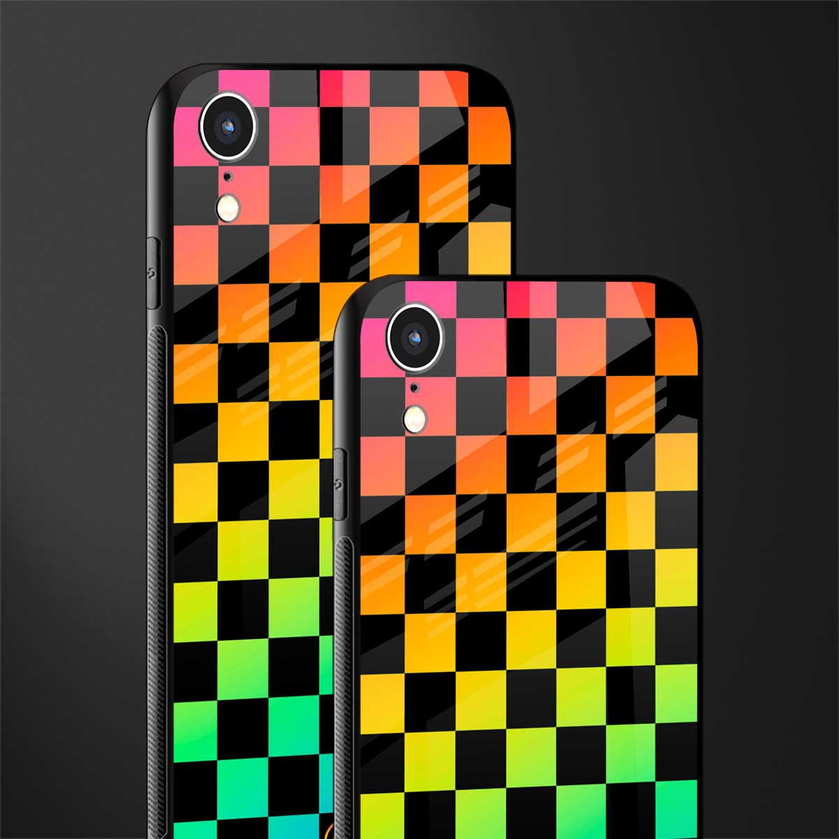 rainbow check pattern glass case for iphone xr image-2