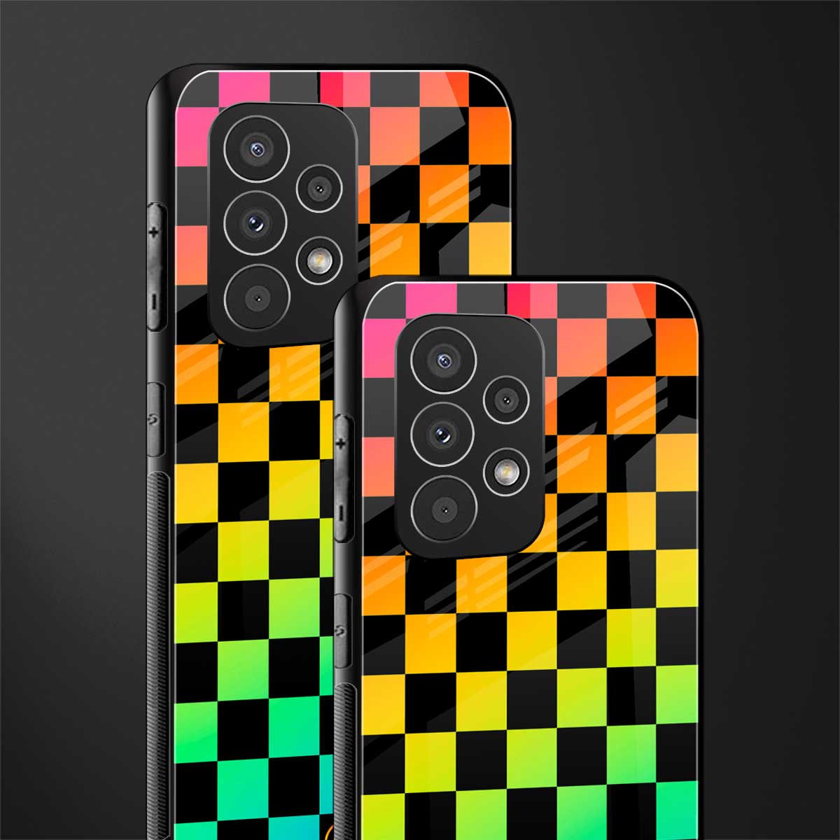 rainbow check pattern back phone cover | glass case for samsung galaxy a73 5g