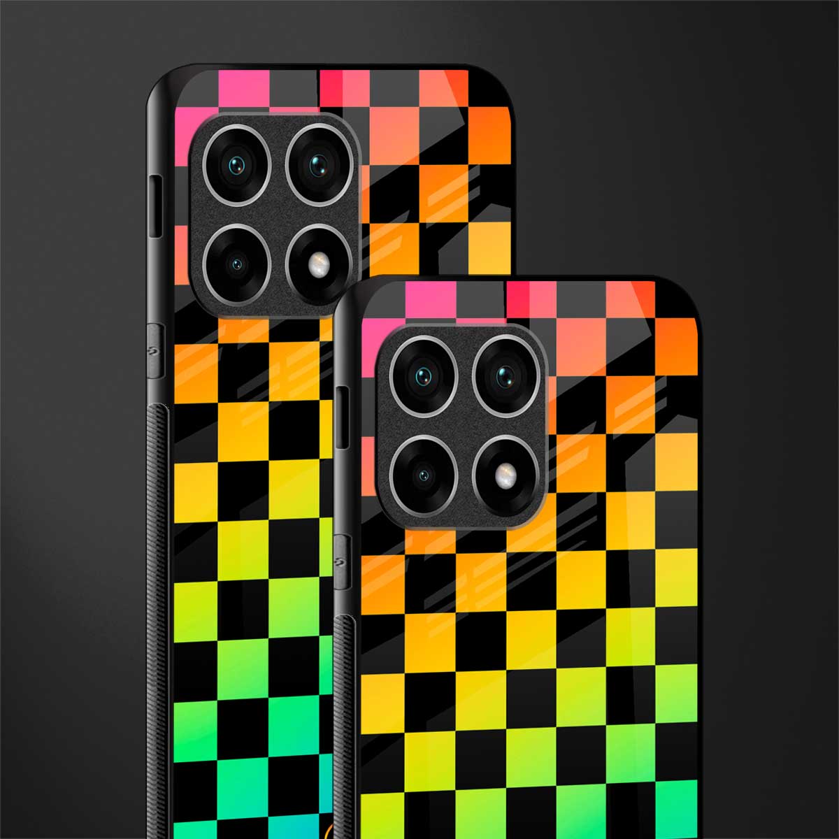 rainbow check pattern glass case for oneplus 10 pro 5g image-2