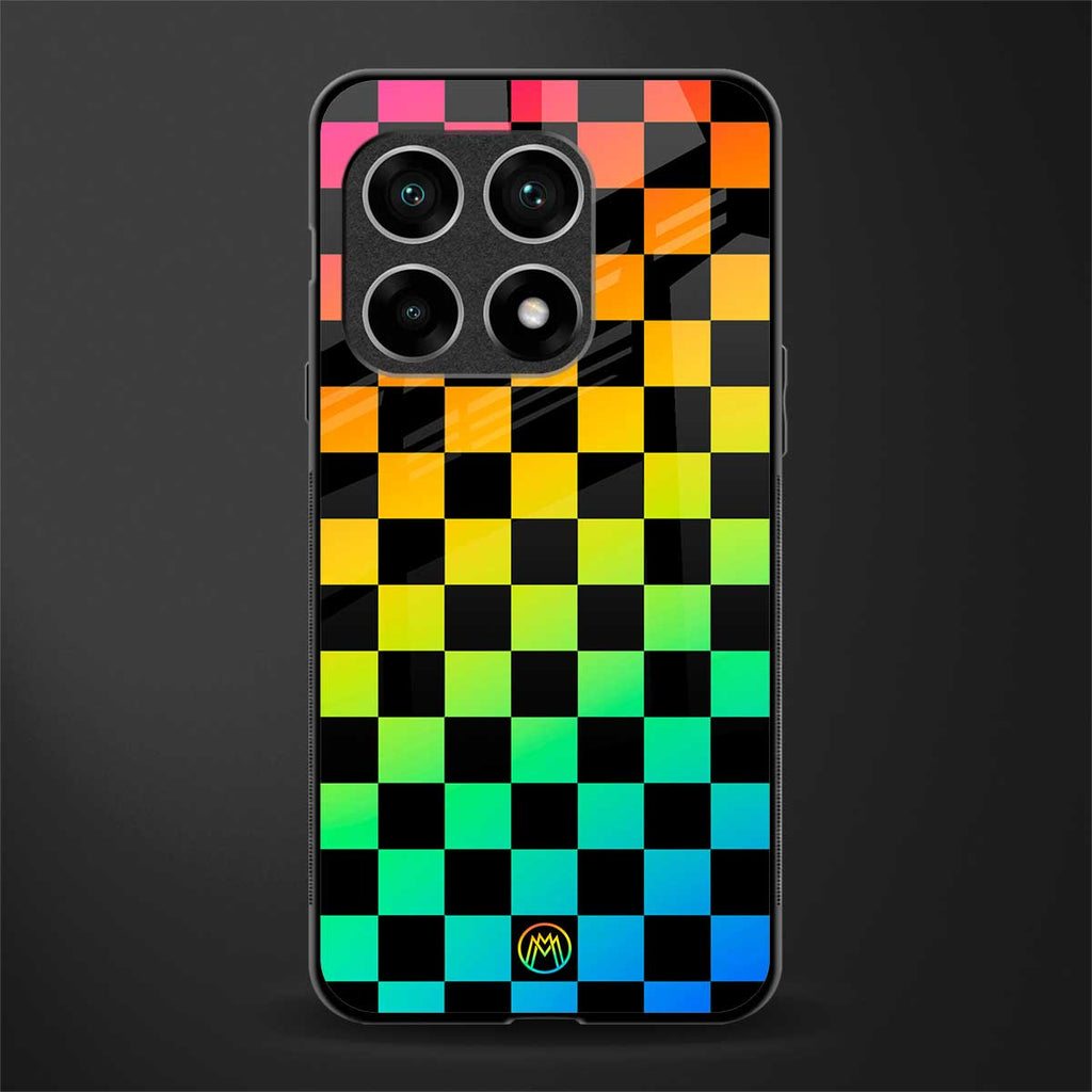 rainbow check pattern glass case for oneplus 10 pro 5g image