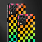 rainbow check pattern back phone cover | glass case for samsung galaxy m33 5g
