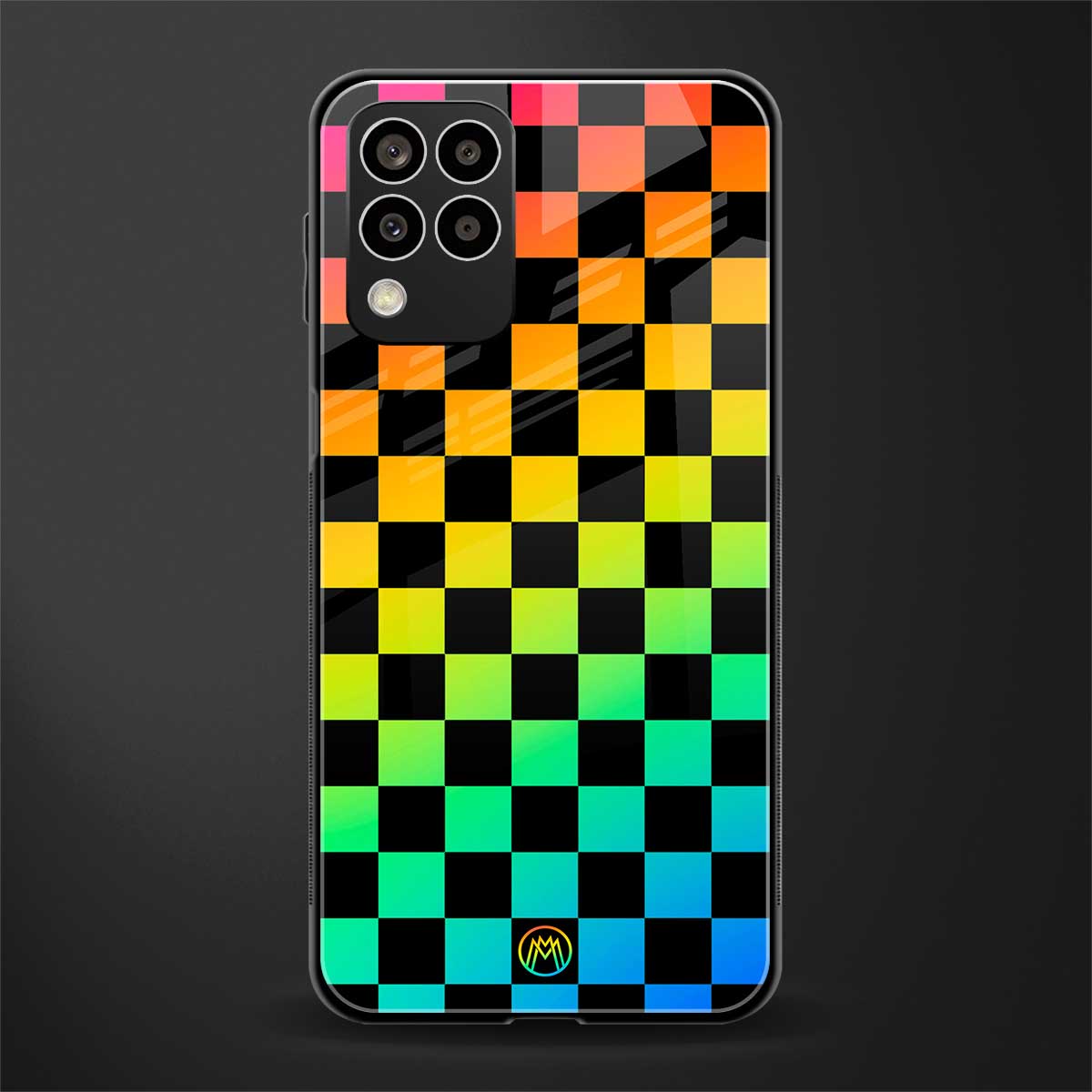 rainbow check pattern back phone cover | glass case for samsung galaxy m33 5g