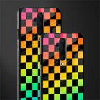 rainbow check pattern glass case for oneplus 7t pro image-2