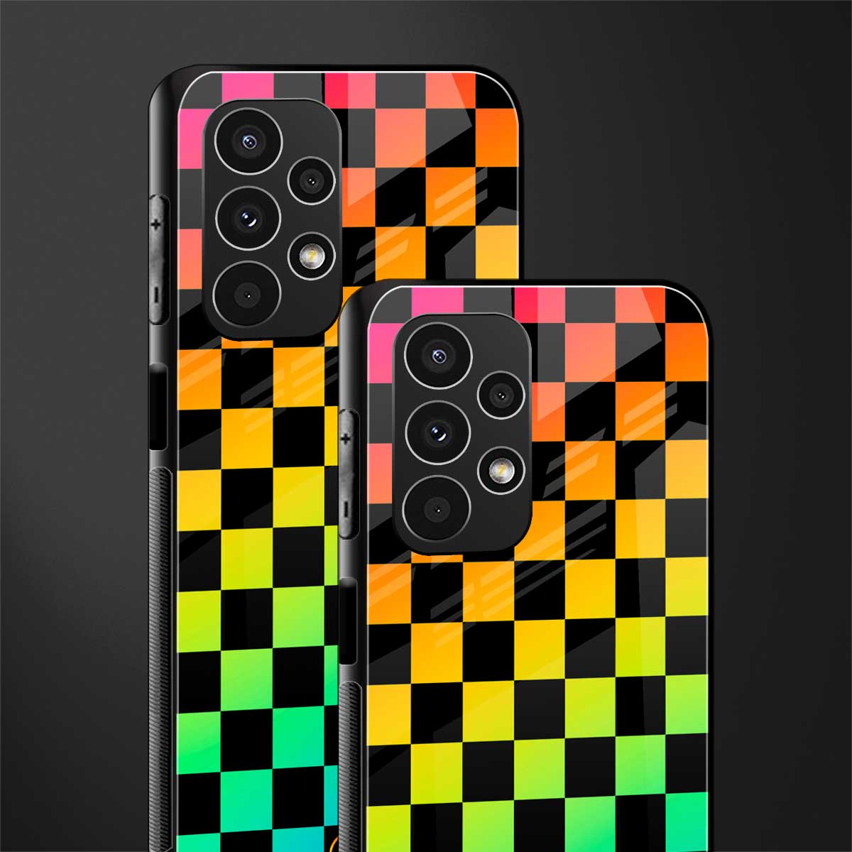 rainbow check pattern back phone cover | glass case for samsung galaxy a13 4g