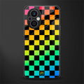 rainbow check pattern back phone cover | glass case for oppo f21 pro 5g