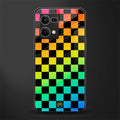 rainbow check pattern back phone cover | glass case for oppo f21 pro 4g