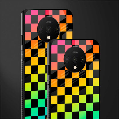 rainbow check pattern glass case for oneplus 7t image-2