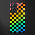 rainbow check pattern glass case for vivo x70 image