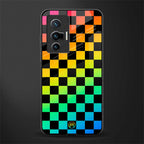 rainbow check pattern glass case for vivo x70 image