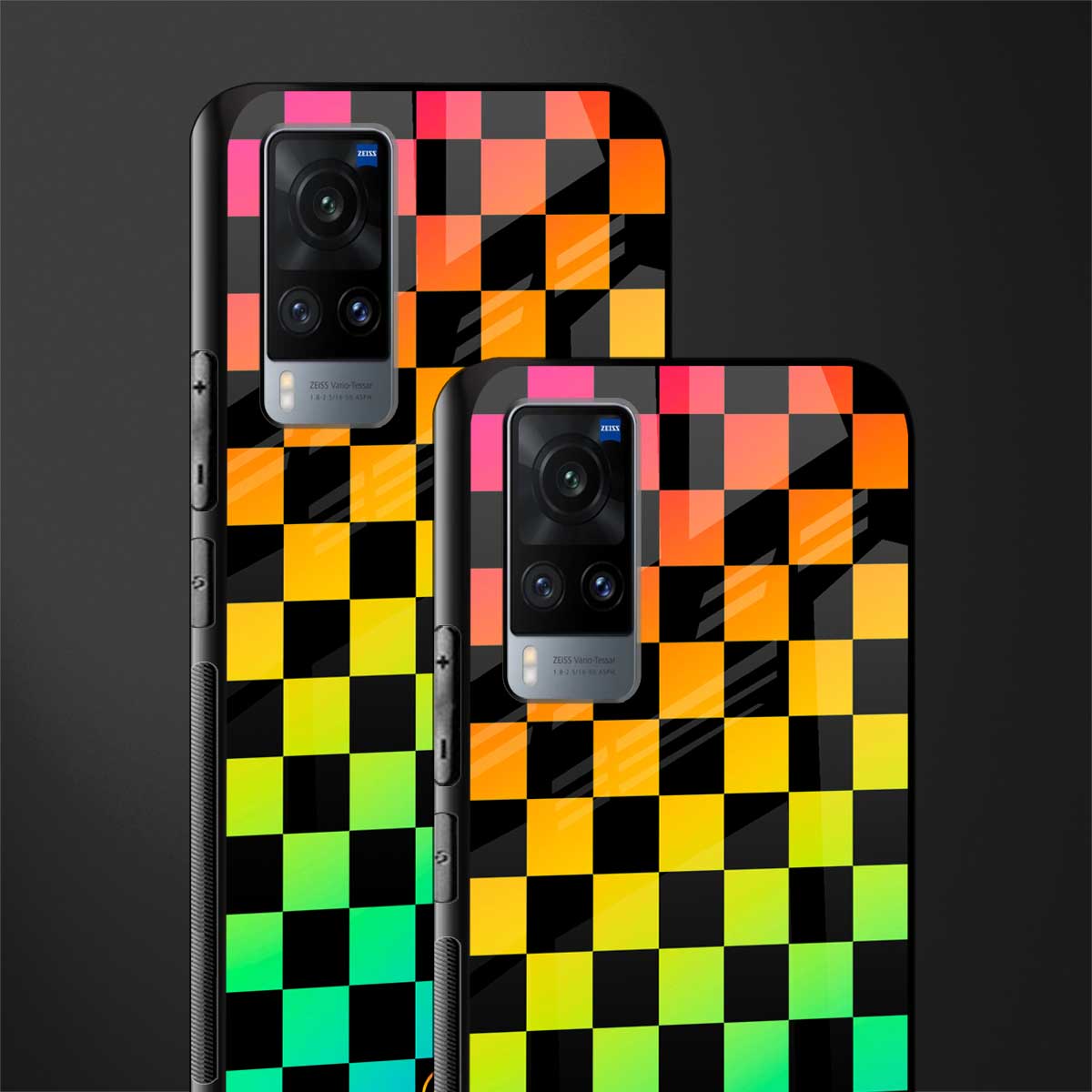 rainbow check pattern glass case for vivo x60 image-2