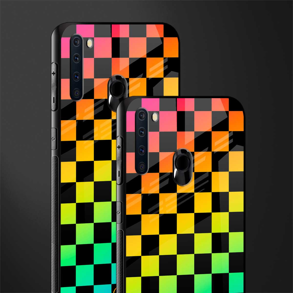 rainbow check pattern glass case for samsung a21 image-2