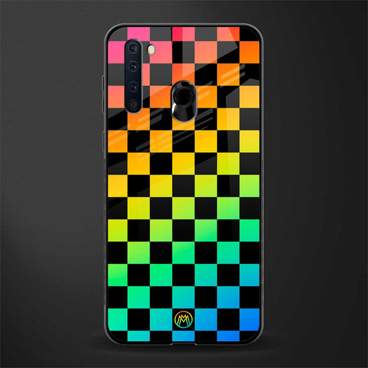 rainbow check pattern glass case for samsung a21 image