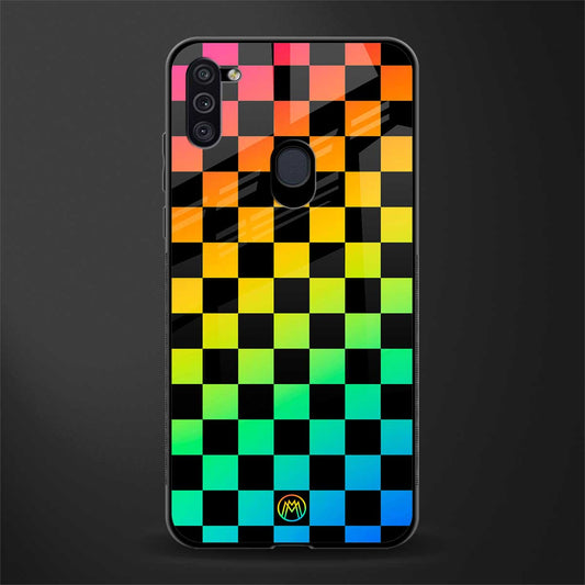 rainbow check pattern glass case for samsung a11 image