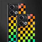 rainbow check pattern back phone cover | glass case for oppo reno 8