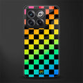 rainbow check pattern back phone cover | glass case for oneplus 10t