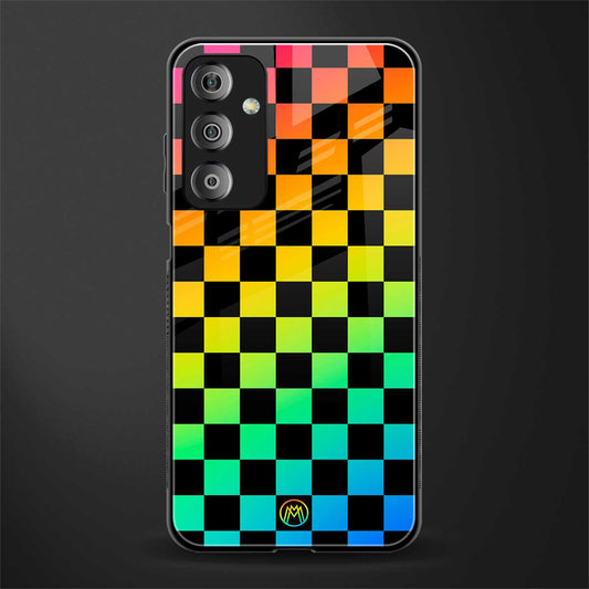 rainbow check pattern back phone cover | glass case for samsung galaxy f23 5g
