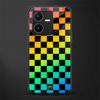 rainbow check pattern back phone cover | glass case for vivo y22