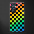 rainbow check pattern back phone cover | glass case for oneplus 9