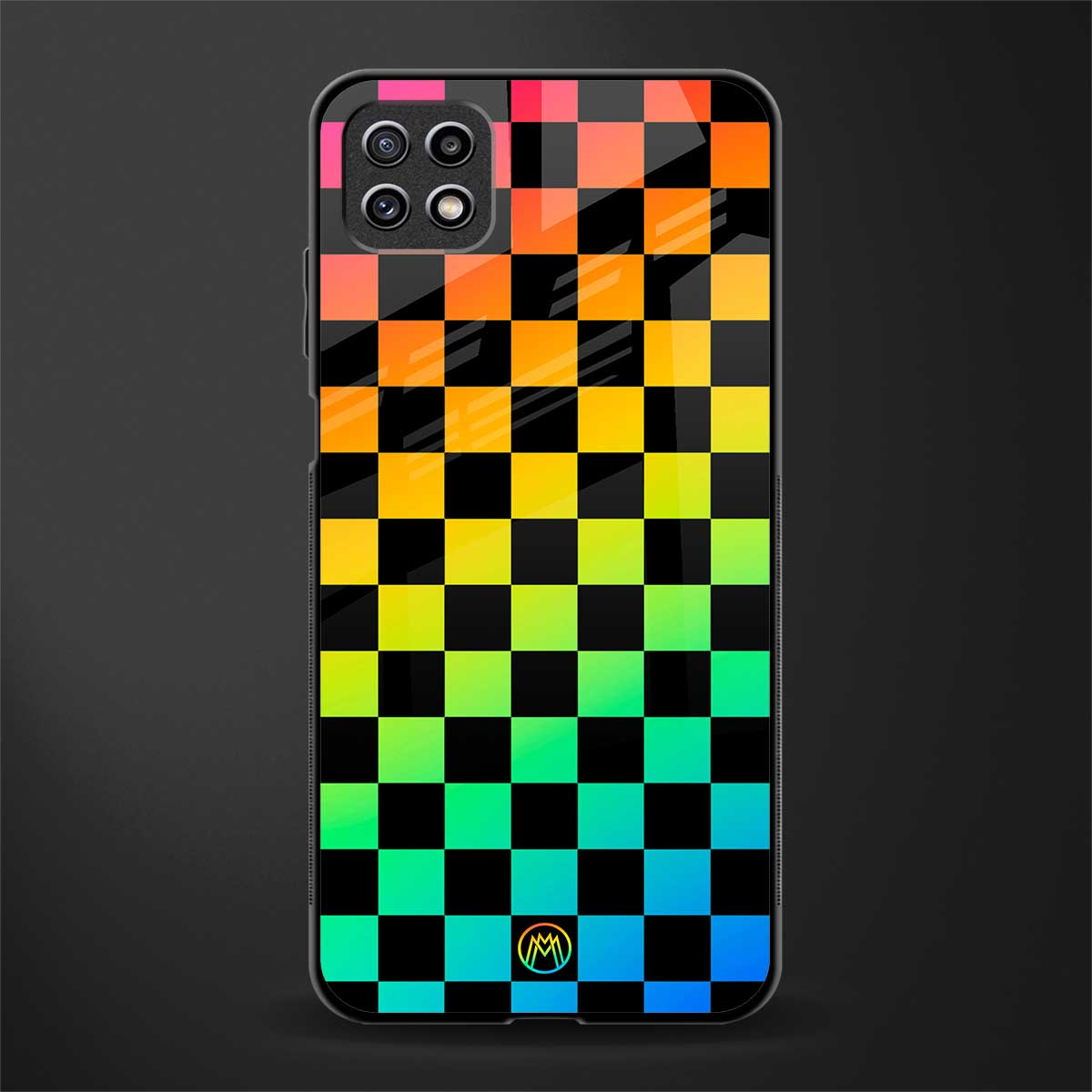 rainbow check pattern back phone cover | glass case for samsung galaxy f42