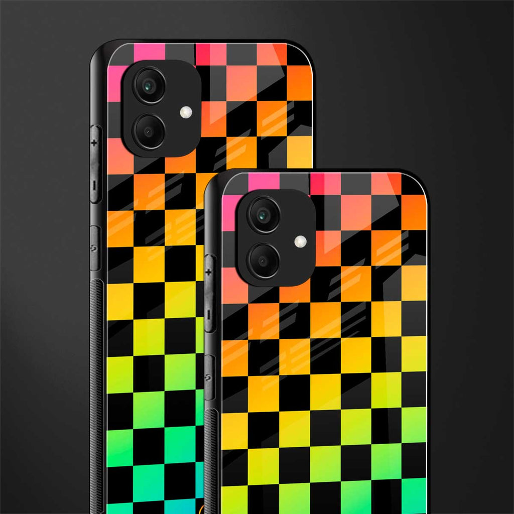 rainbow check pattern back phone cover | glass case for samsung galaxy a04