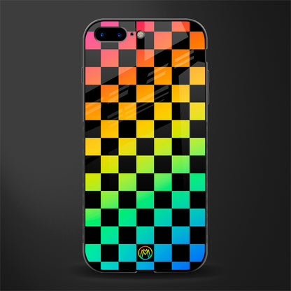 rainbow check pattern glass case for iphone 8 plus image