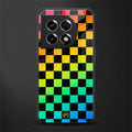 rainbow check pattern back phone cover | glass case for oneplus 11