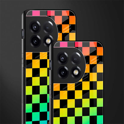 rainbow check pattern back phone cover | glass case for oneplus 11r
