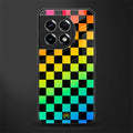 rainbow check pattern back phone cover | glass case for oneplus 11r