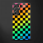 rainbow check pattern back phone cover | glass case for samsung galaxy a54 5g