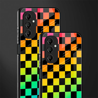 rainbow check pattern back phone cover | glass case for samsung galaxy a14 5g