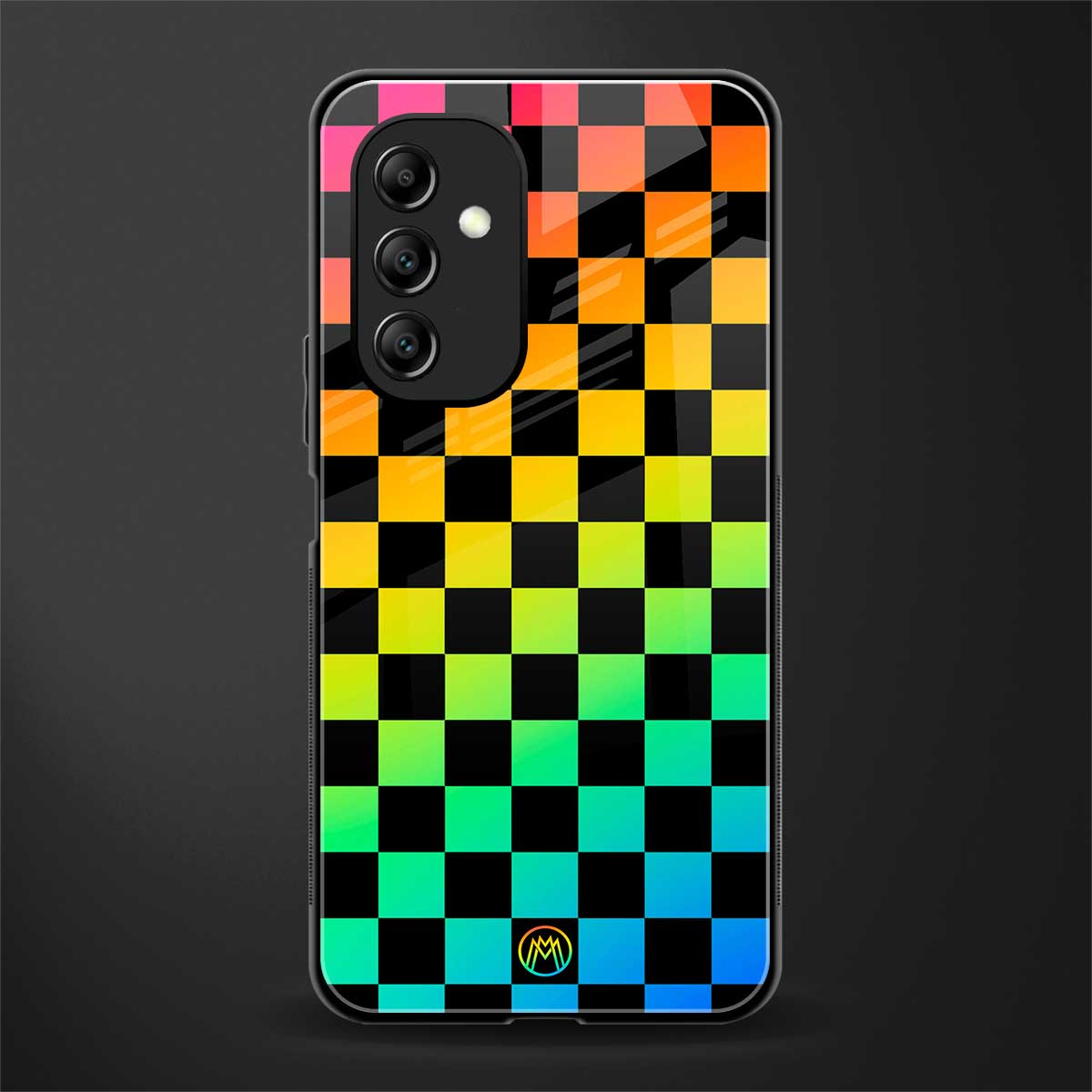 rainbow check pattern back phone cover | glass case for samsung galaxy a14 5g