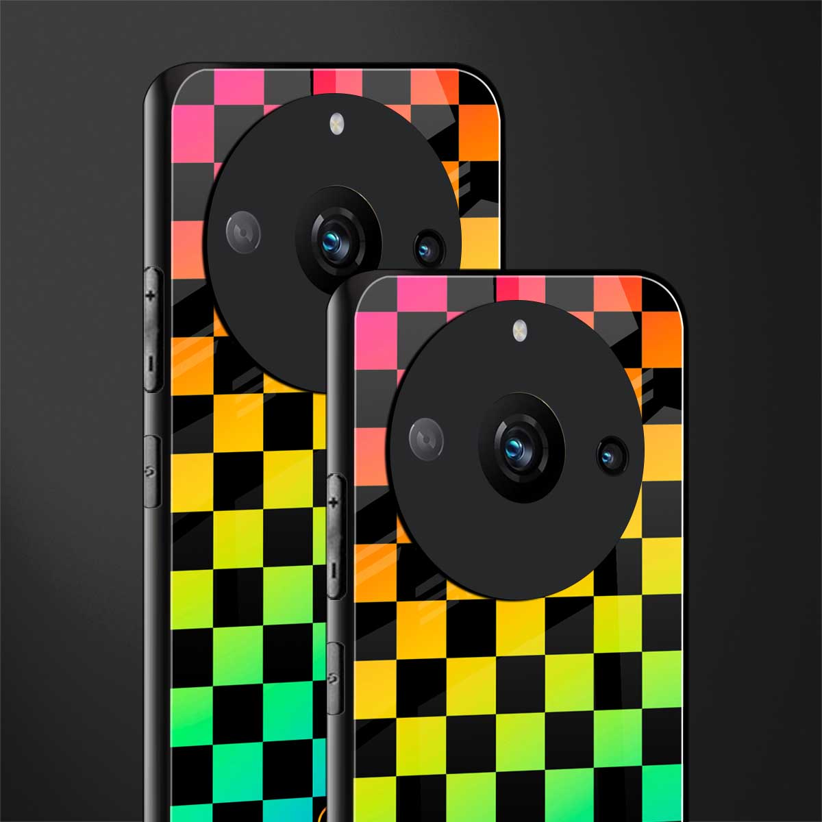 rainbow check pattern back phone cover | glass case for realme 11 pro 5g