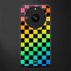 rainbow check pattern back phone cover | glass case for realme 11 pro 5g