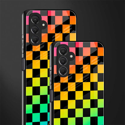 rainbow check pattern back phone cover | glass case for samsun galaxy a24 4g